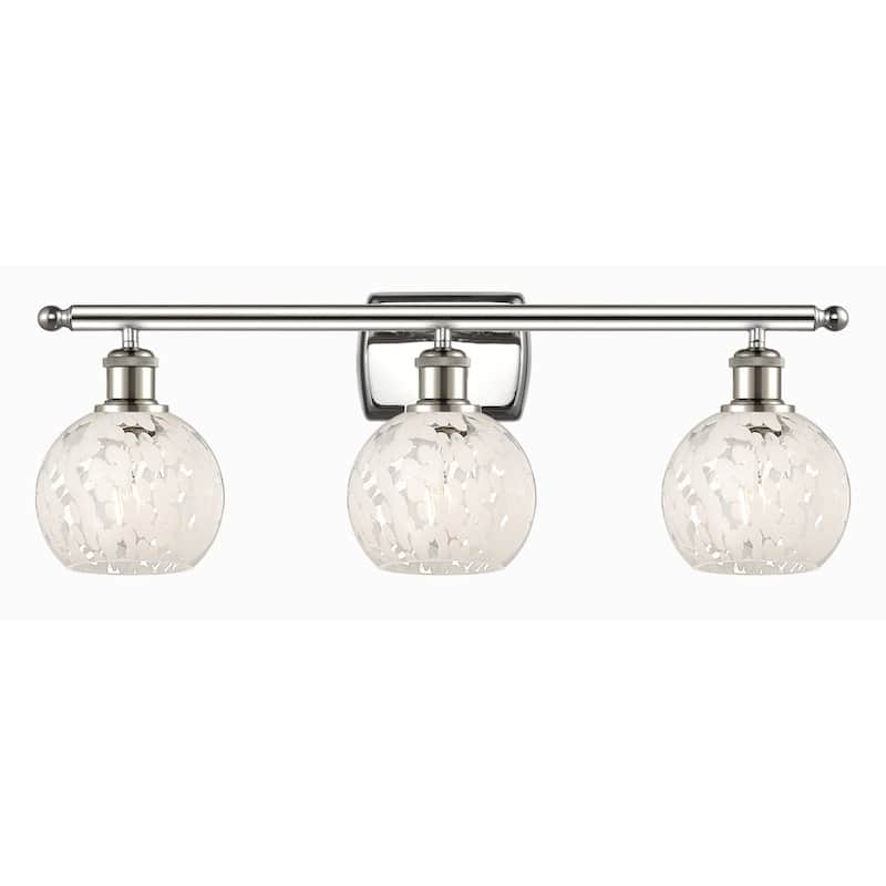 Innovations Lighting 516-3W-9-26-White Mouchette-Bathroom Vanity Light - Polished Nickel / White Mouchette