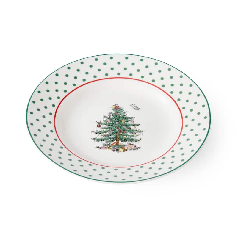 Spode Set of 4 Christmas Tree Polka Dot Tidbit Plates
