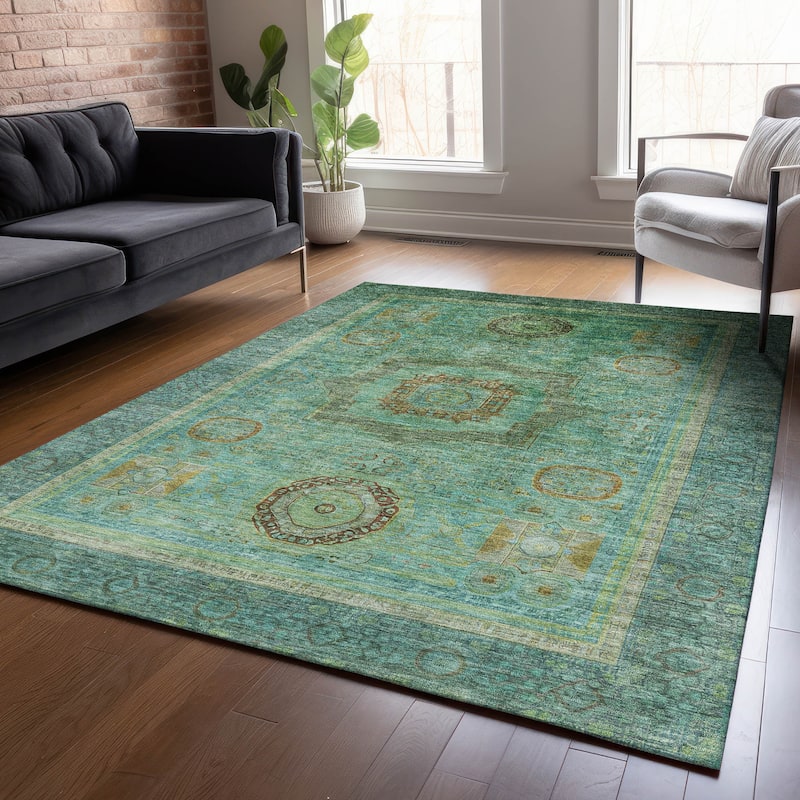 Machine Washable Indoor/Outdoor Traditional Chantille Rug