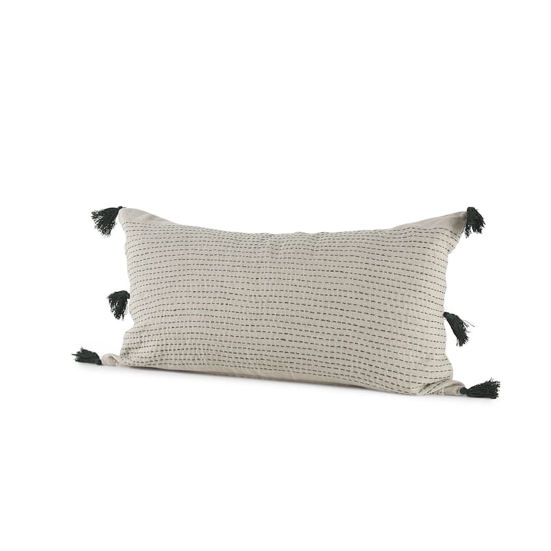 Beige and Black Dotted Pillow Cover - 26"W x 14"D x 1"H