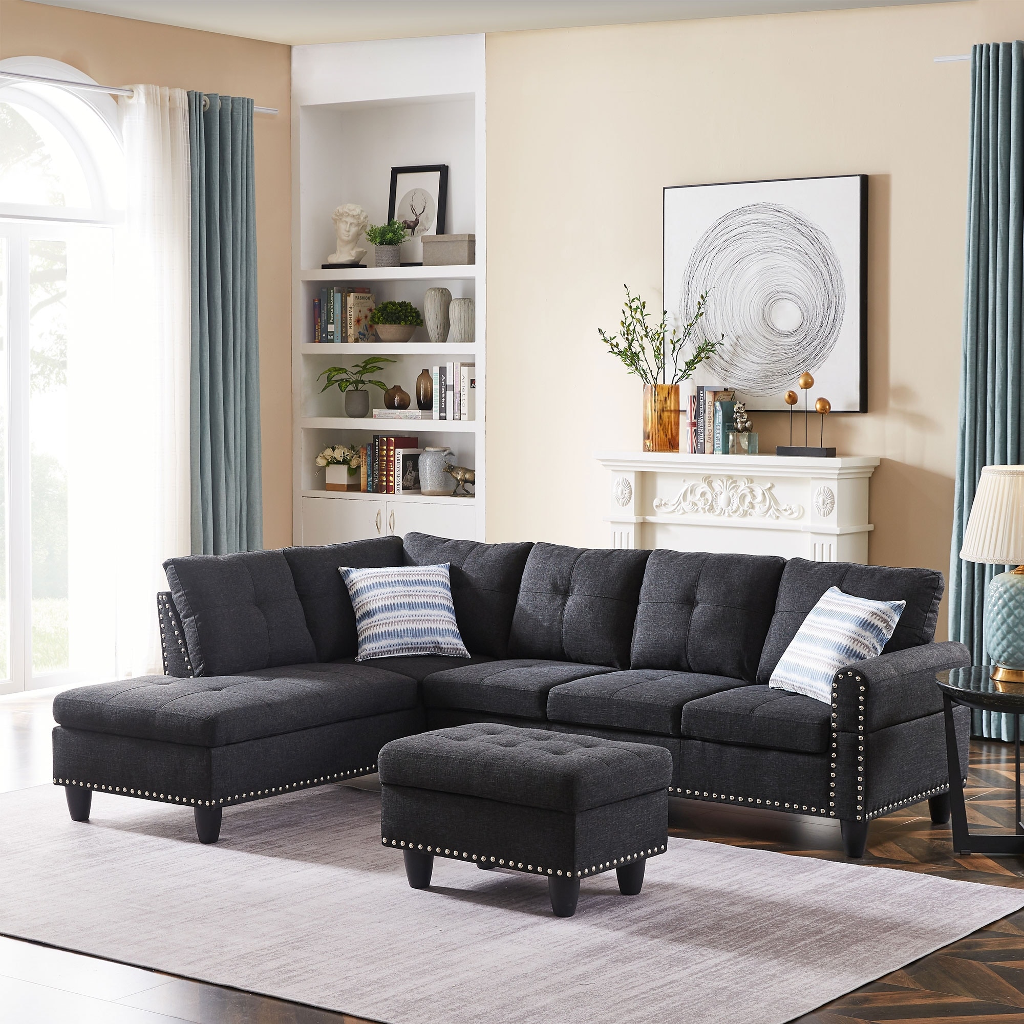 6 Seat L Shaped Sectional Sofa with Left Chaise Corner Sectional