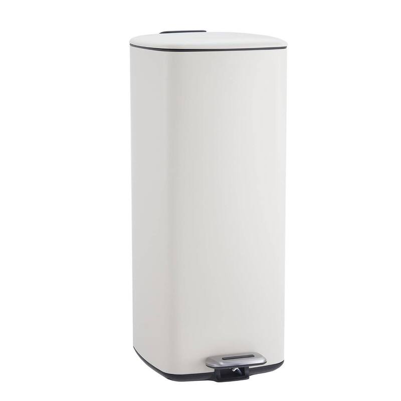 8 Gallon Step-On Kitchen Trash Can, Garbage Can for Home Office Bedroom - Off-White