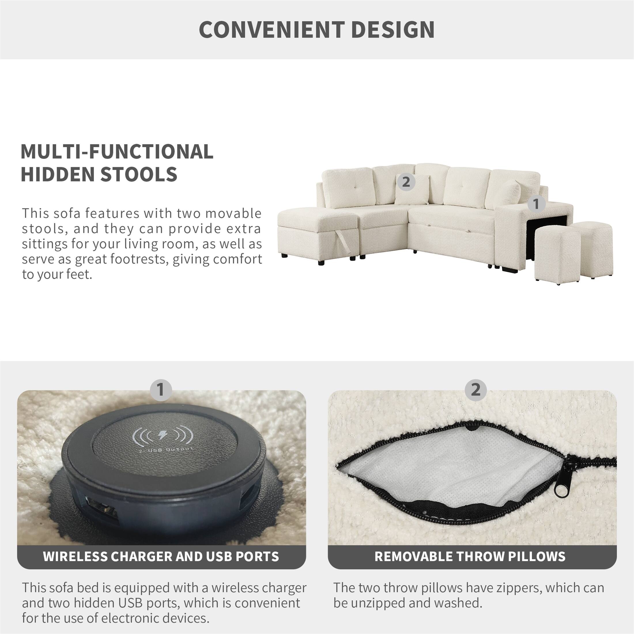 Sectional Pull Out Sofa Bed with Storage Ottoman On Sale Bed Bath