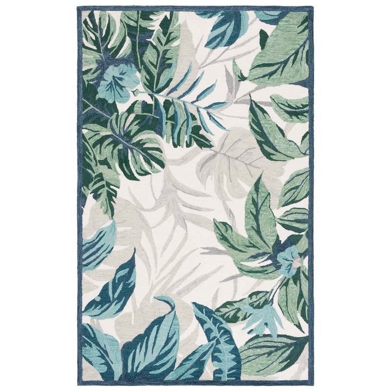 SAFAVIEH Handmade Blossom Savitri Modern & Contemporary Wool Rug - 6' Square - Ivory/Green