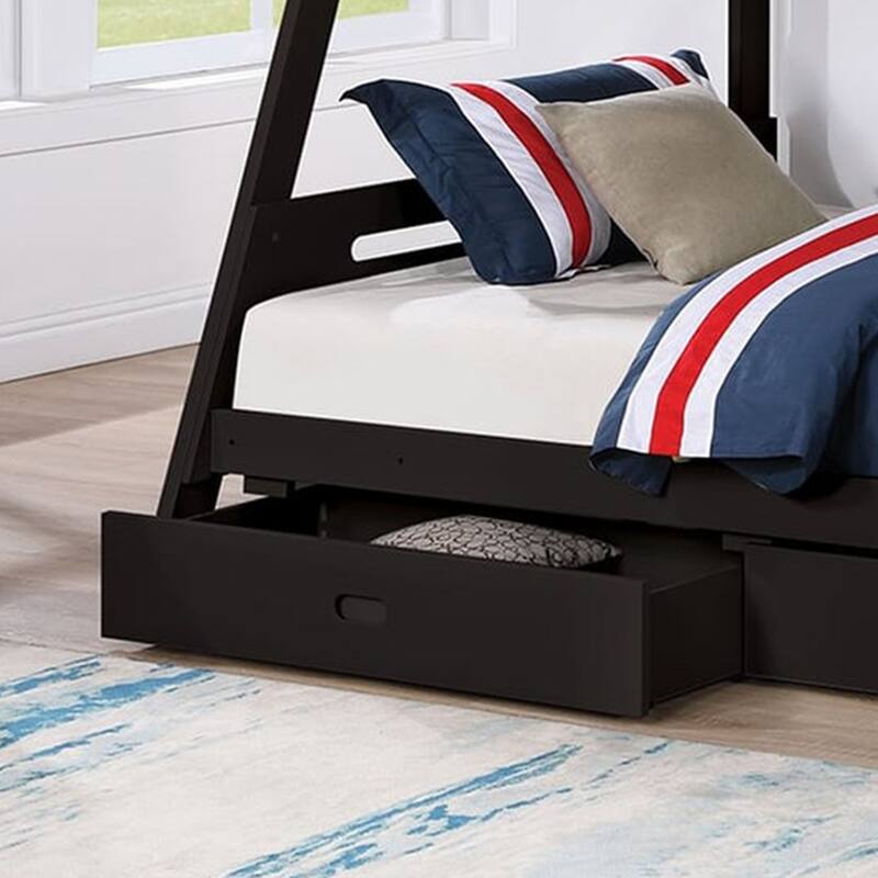 Black Twin over Twin/ Full Bunk Bed with Underbed Drawers
