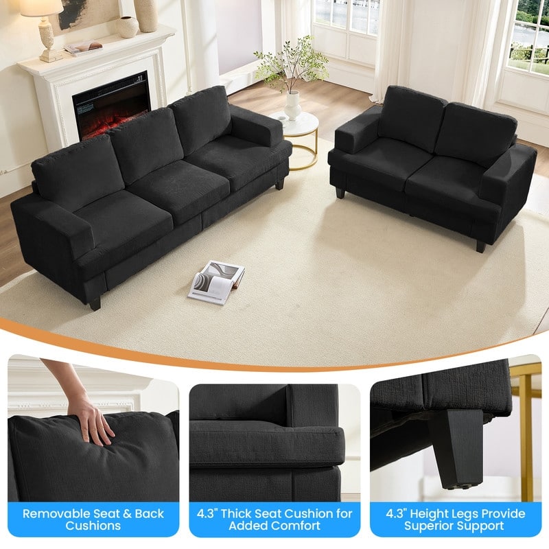 Mixoy Chenille 3 Piece Living Room Sofa Set,3-Seat Sofa/Loveseat/Armchair Sofa Sets,Modular Sectional Couch Furniture Sets