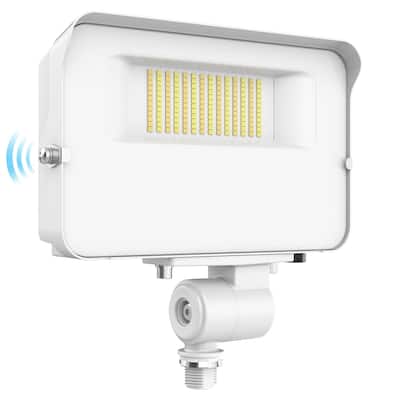 Luxrite 15/30/50W LED Flood Lights Outdoor Dusk to Dawn Sensor, 6500LM Security Light, 3CCT, Knuckle Mount White