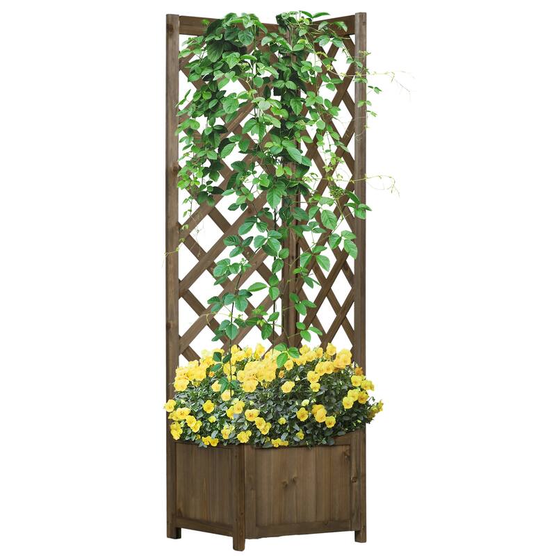 Outsunny Wooden Raised Garden Bed with Trellis