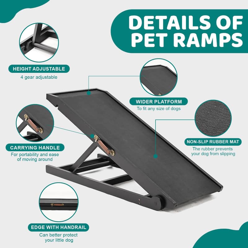 DoCred Pet Ramp, Portable Adjustable Height Folding Dog Ramp