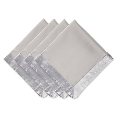 DII Silver Velvet Trimmed Napkin (Set of 4)