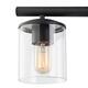 Modern Farmhouse 5-Light 36.8" Linear Clear Glass Island Black Chandelier for Dining Room