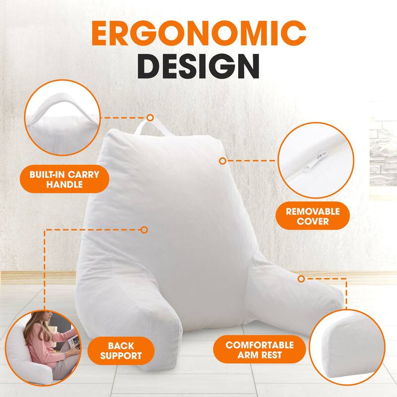 Cheer Collection Backrest Reading TV and Gaming Pillow with Armrest