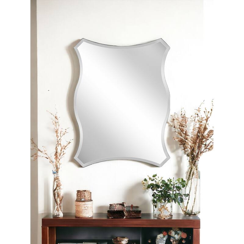 HomeRoots 32" Silver Novelty Glass Framed Accent Mirror - 23.63