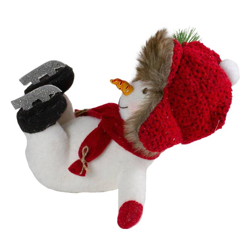 10" Fallen Ice Skating Snowman Christmas Figure