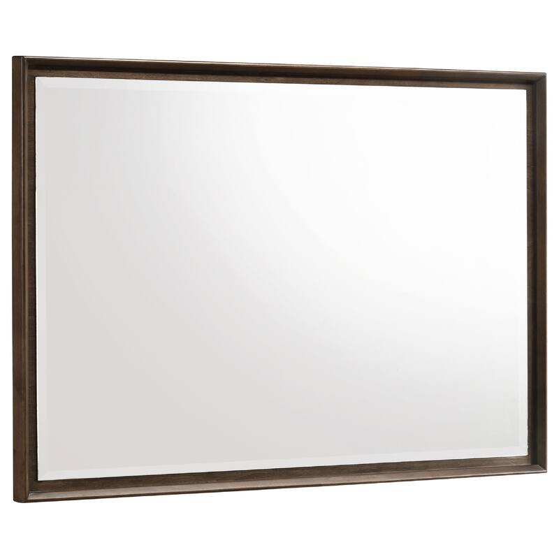 Genu Dresser Mirror, Warm Brown Wood Frame, Beveled Glass, 34 Inch
