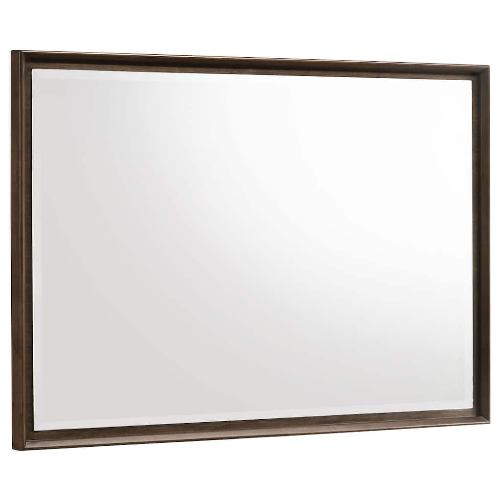 Genu Dresser Mirror, Warm Brown Wood Frame, Beveled Glass, 34 Inch