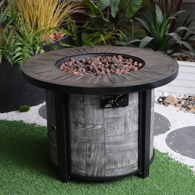 36 in. W x 36 in. D x 25 in. H Round Propane Gas Burning Outdoor Fire Pit in Wood