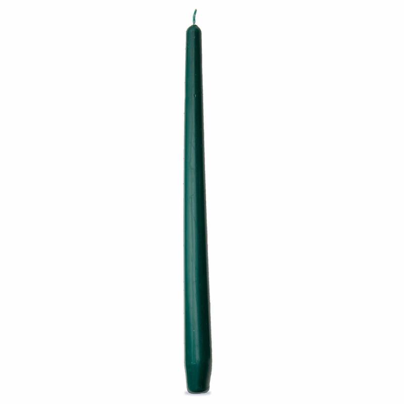 Color Studio 12" Traditional Taper Unscented Smokeless Paraffin Wax Candle Dark Green Set of 4 Burn Time 8 hrs.