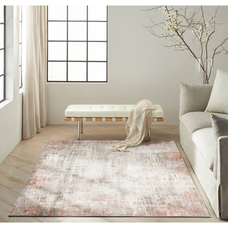 Calvin Klein Infinity Contemporary Linear Abstract Area Rug - 2' 2" x 7' 6" - Rust Multicolor - Runner