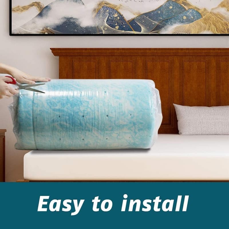 3-inch Gel Swirl Memory Foam Mattress Topper - Blue