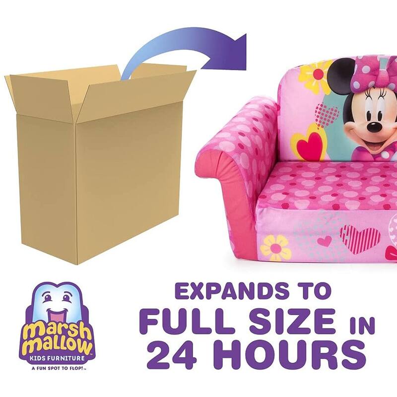 Marshmallow Furniture Kids 2-in-1 Flip Open Foam Compress Sofa Bed, Mickey Mouse