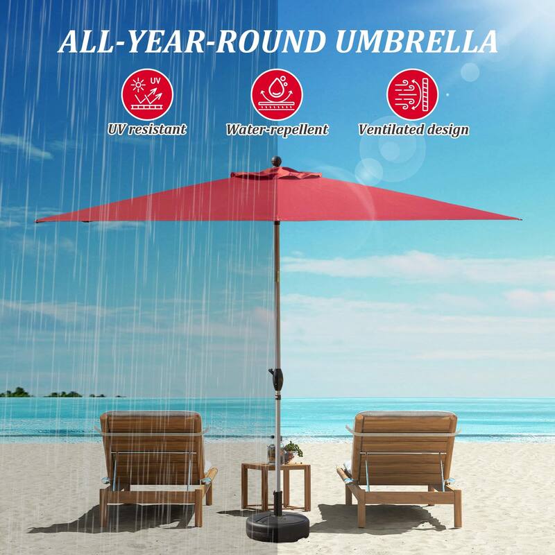 Rectangle Patio Umbrella with Crank Lift and Tilt Function 