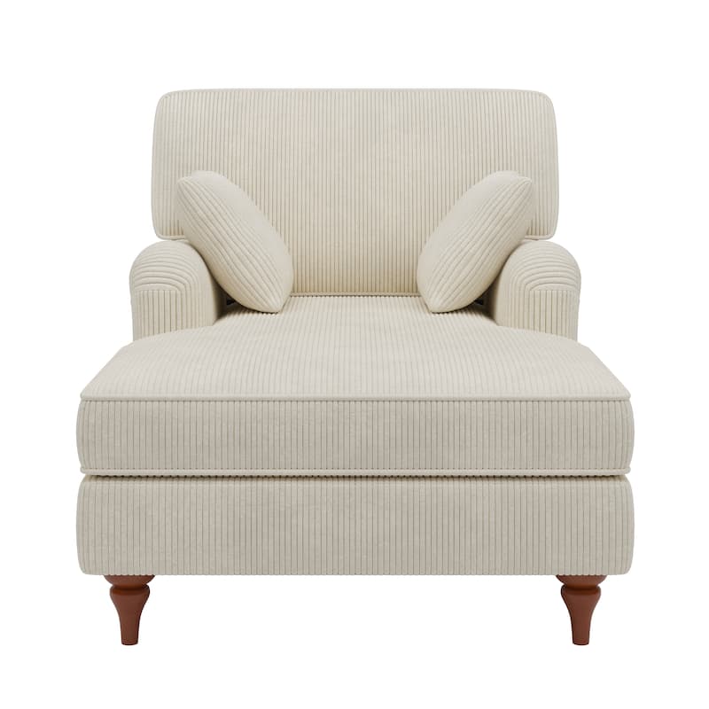 40.5"Oversized Chaise Lounge Chair with 2 Comfy Pillows Rolled Arms Corduroy Fabric Sleeper Sofa Chair for Living Room Bedroom