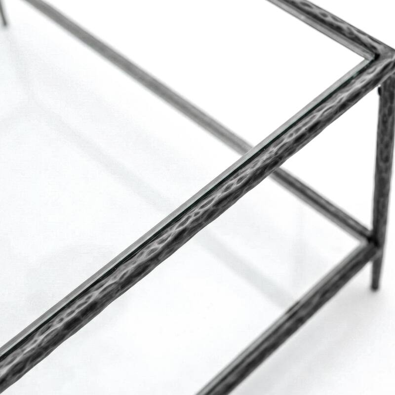 247 Shop At Home Lalia Modern Hammered Metal 2-Piece 1-Shelf End Table Set