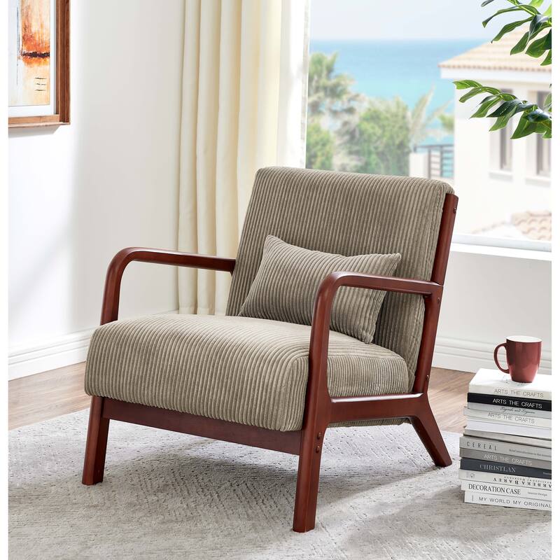 Lounge Chair with Wooden Frame - 32.25" D x 26" W x 30.5" H