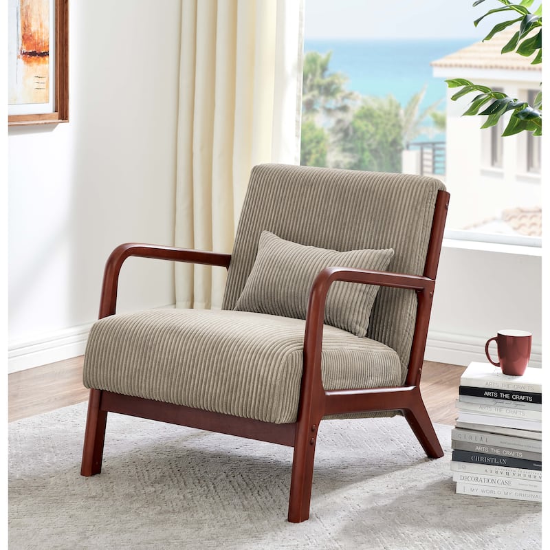 Modern Wooden Lounge Chair, Comfort Living Room Cushion Chair - Camel