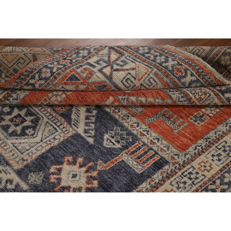 Hand Knotted Oriental 100% Wool Carpet Transitional Tribal Oranges & Rust Oushak Area Rug - 8' 11'' X 6' 5''