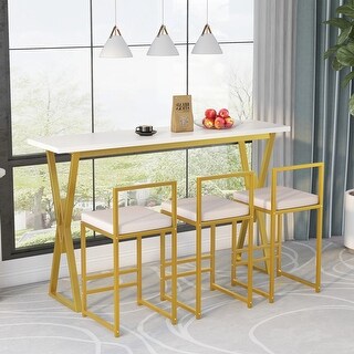 4-Piece Counter Height Extra Long Console Bar Dining Table Set with 3 ...