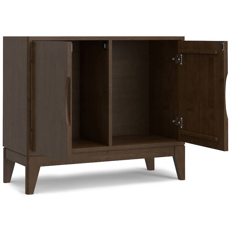 WYNDENHALL Pearson SOLID HARDWOOD 38" Wide Rectangle Modern 2 Door Sideboard Buffet/Storage Cabinet in Walnut Brown