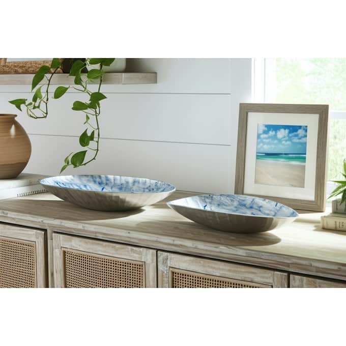 Coastal Metal Bowls with Modern Sculptural Design (Set of 2) - 23" x 7" x 5"