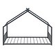 preview thumbnail 3 of 7, Black Twin Size Metal House Bed with Fence & Back