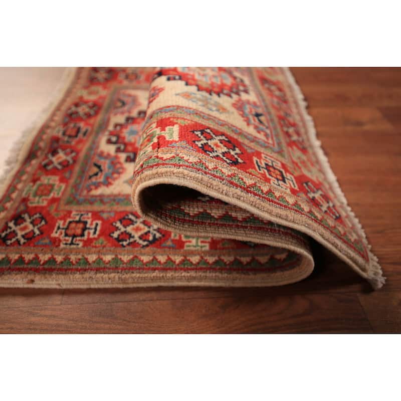 Geometric Kazak Oriental Foyer Rug Handmade Traditional Wool Carpet - 2'0" x 3'0"