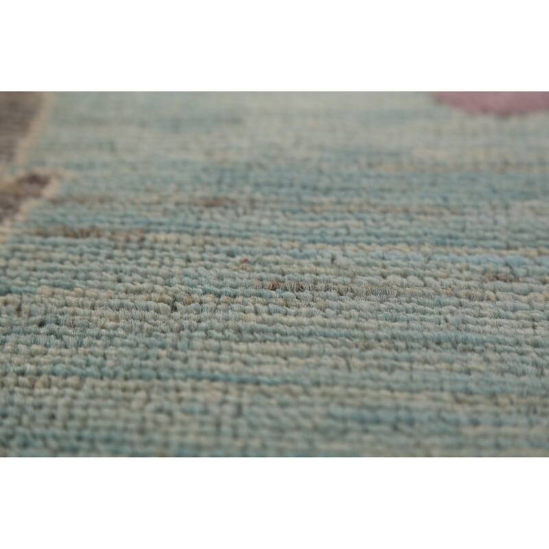 Light Blue Oushak Turkish Large Rug Handmade Vegetable Dye Wool Carpet - 10'3"x 14'0"