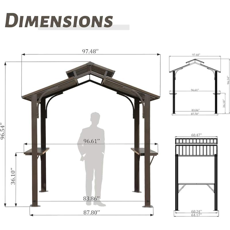 8'X5' hardtop barbecue gazebo