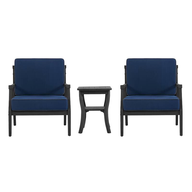 Wood Patio Bistro Set with Water-Resistant Cushions(Set of 3)