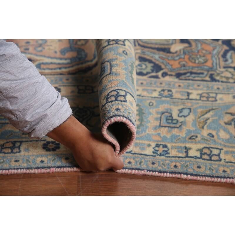 Hand Knotted Oriental 100% Wool Carpet Traditional Floral Peach Mashad Area Rug - 11' 6'' X 7' 11''