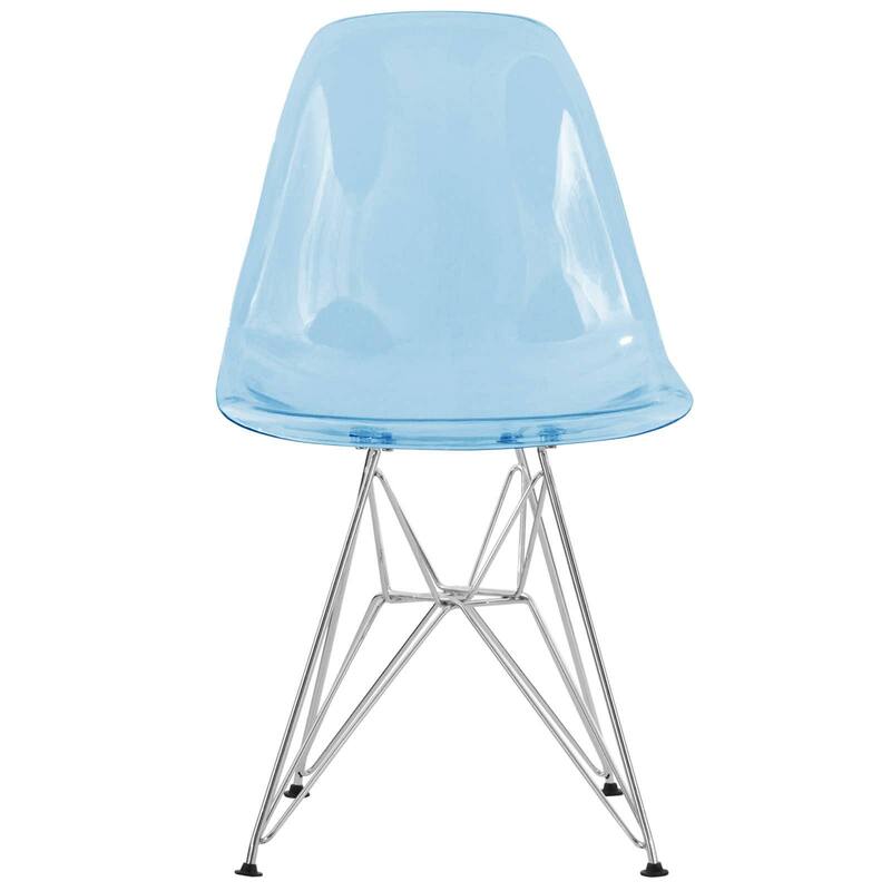 LeisureMod Cresco Molded 2-Tone Eiffel Side Chair - White Blue - 17"L x 18.4"W x 32"H