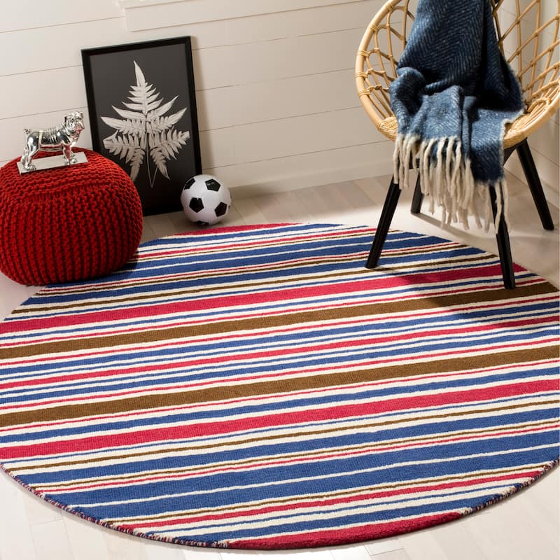 SAFAVIEH Handmade Kids Mergita Wool Rug - 6' Round - Ivory/Multi