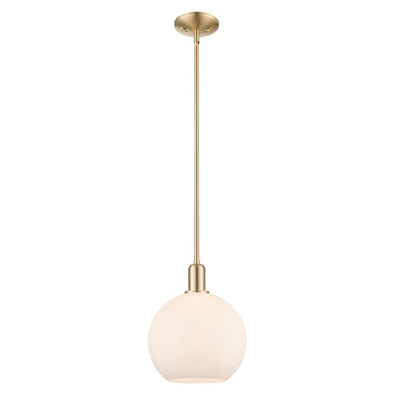 Innovations Lighting Endless Possibilities Arcadia - Athens - 1 Light 10" Stem Hung Mini Pendant - Champagne Bronze/Matte White