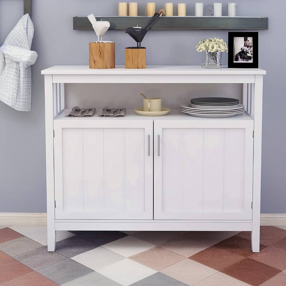 Kitchen Storage Sideboard, Dining Buffet Server Cupboard Cabinet,Console Table with Adjustable Shelf - 39.96”W