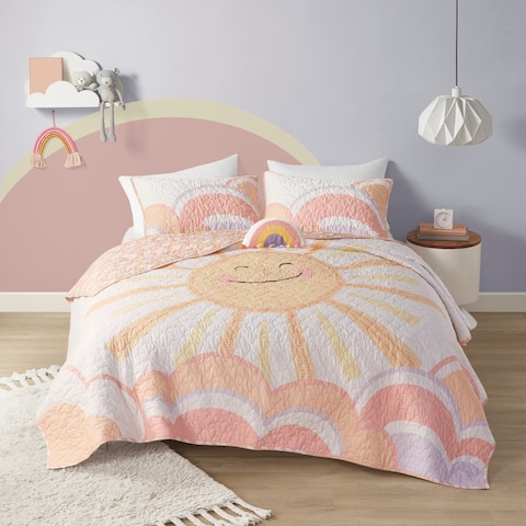 Urban Habitat Kids Ellie Yellow/ Coral Sunshine Printed Reversible Coverlet Set