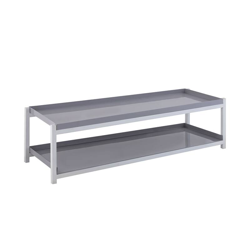 happimess Industrial Compact 10.75" 6-Pair 2-Tier Iron Shoe Rack - Gray/White