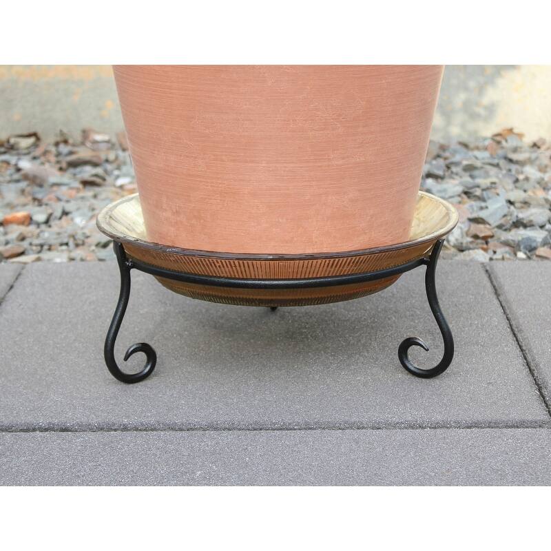 Achla Designs Short Ring Stand II for Planter, Birdbath, Gazing Ball, 14.75 Inch Diameter, Black Powder Coat Finish