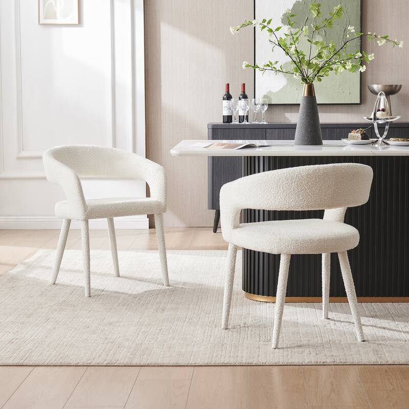 Modern Fort Boucle Upholstered Dining Chair (Set of 2)