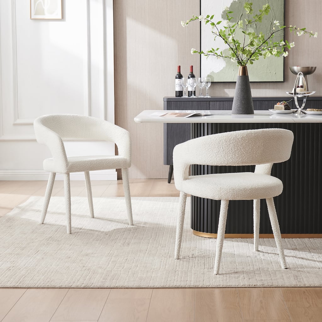 Modern Fort Boucle Upholstered Dining Chair (Set of 2)