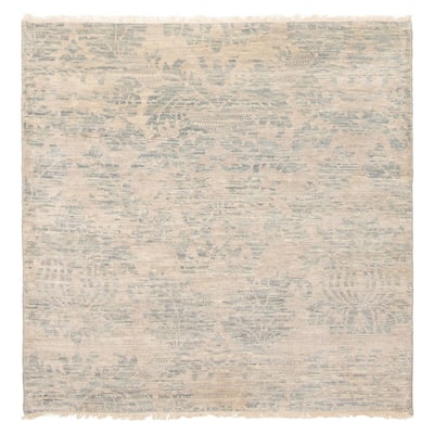 ECARPETGALLERY Hand-knotted Mystique Light Grey Wool Rug - 5' x 5' 1"